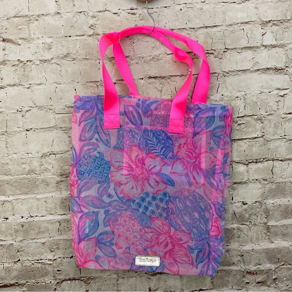 Lilly Pulitzer Mesh Shopper Tote Bag - Pink Isle Snappy Turtle Multi - NWOT